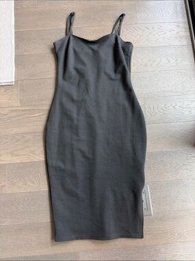 Lulu's Black Spaghetti Strap Midi Bodycon Dress